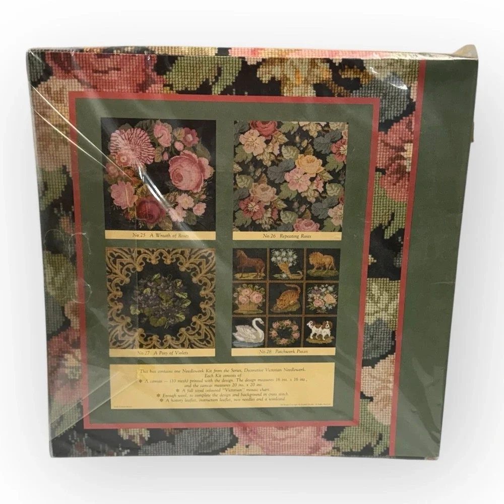 Elizabeth Bradley Needlework Kit Wreath of Roses Victorian Flowers Sealed NOS